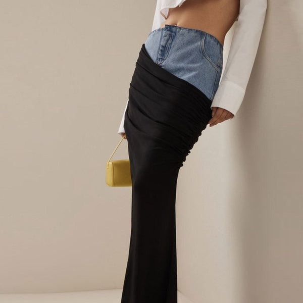 High waist clearance draped maxi skirt