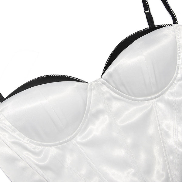 Sexy Asymmetric Sweetheart Neck Corset Bandeau Top - White – Luxedress