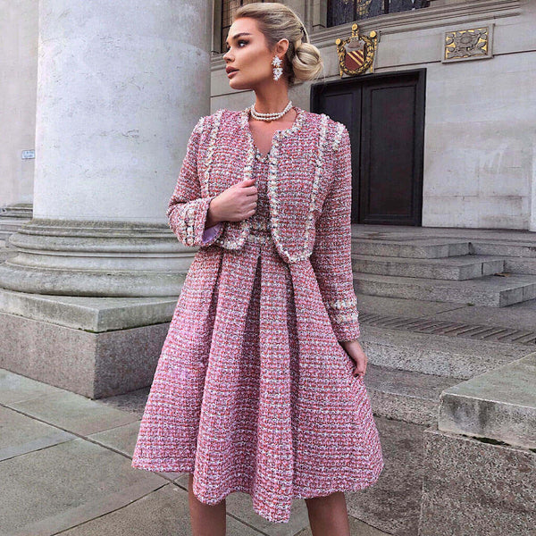 matching tweed skirt and jacket