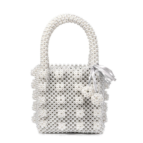 Buy White Silver Pearl Clutch Bag Designer Evening Purse USA