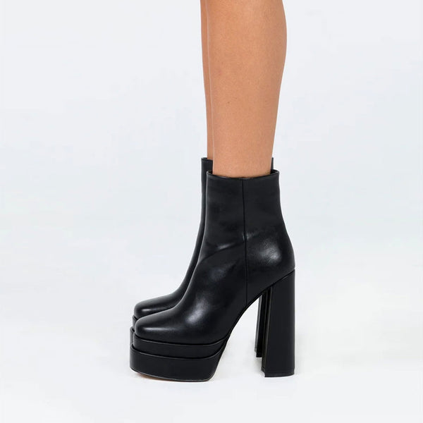 Platform chunky heel store boots