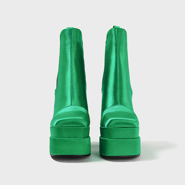 Green 2025 satin boots