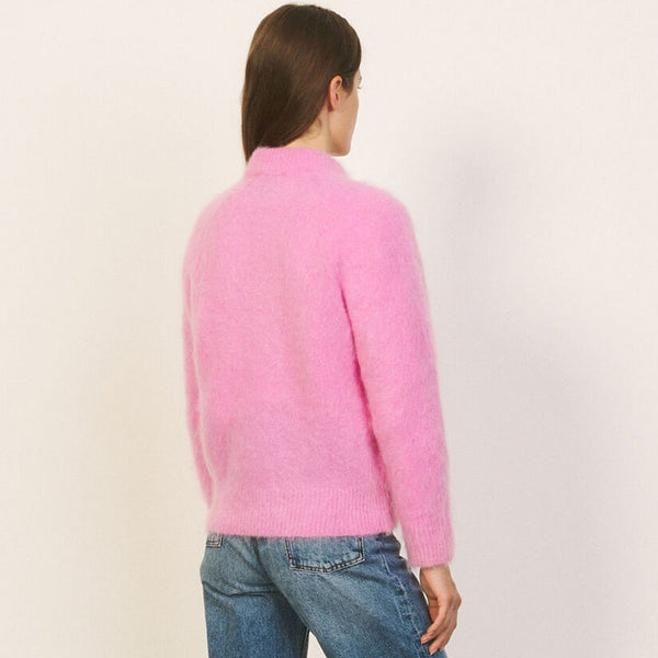 Sweet Round Neck Long Sleeve Mohair Knit Pullover Sweater - Hot