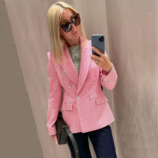 Zara pink outlet gingham blazer