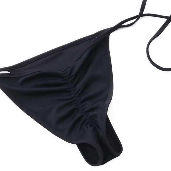 Brazilian Crisscross Strappy Cheeky Thong Bikini Bottom - Black – Luxedress
