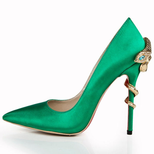 Emerald green shop shoes heels