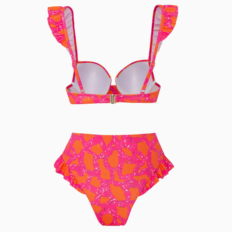 Boho Printed High Cut Ruffle Bralette Bikini Two Piece Swimsuit – Rose  Swimsuits