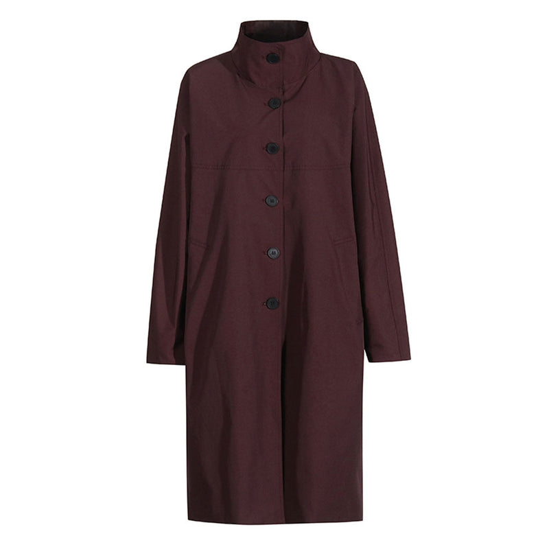 Casual High Neck Long Sleeve Single Breasted Oversized Trench Coat