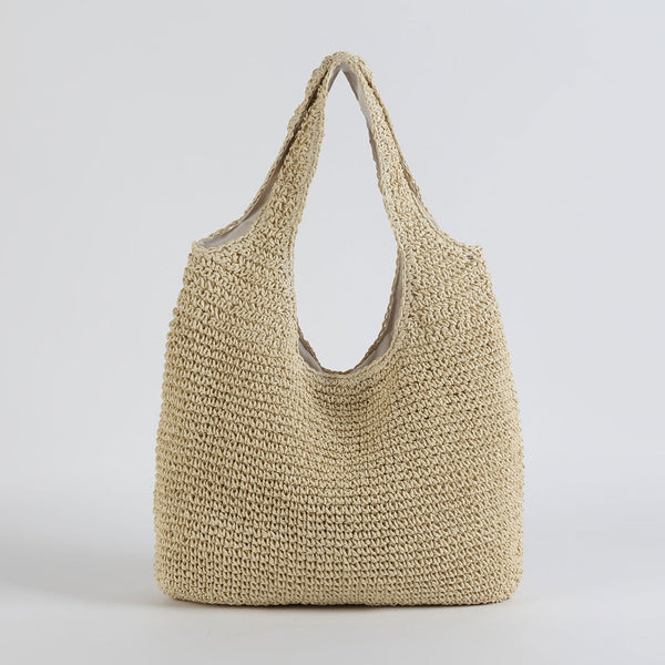 Laid Back Slouchy Textured Large Capacity Lined Crochet Raffia Straw Tote Bag