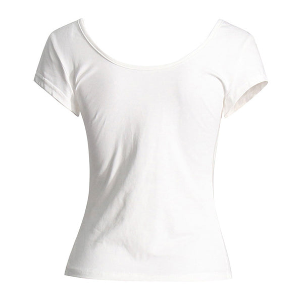 Lavish Cascade Ruffle Applique Scoop Neck Short Sleeve Slim Fit T Shirt
