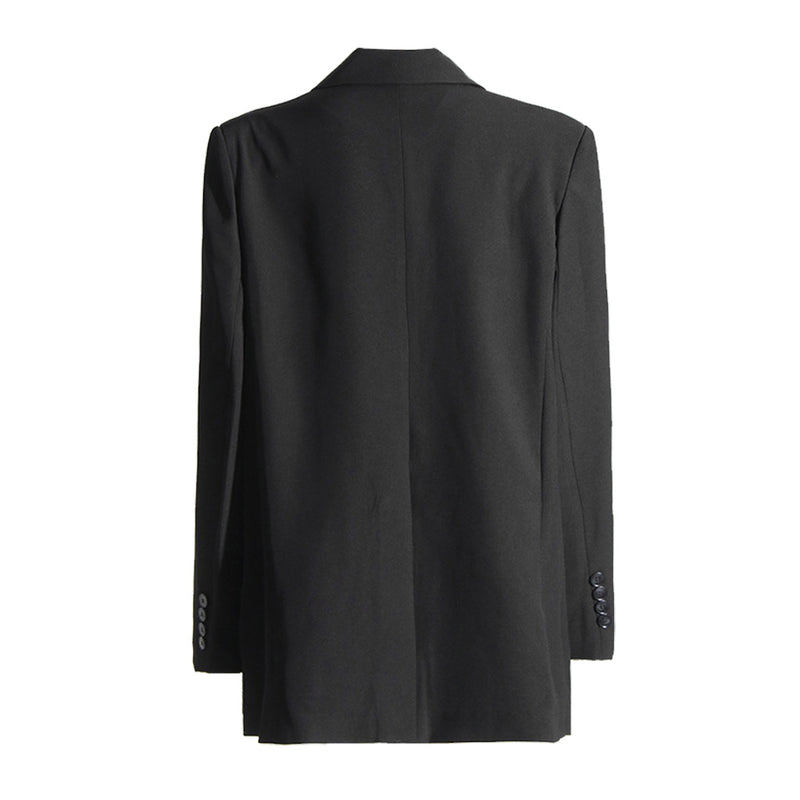 Leisure Shoulder Pad Single Breasted Button Embellished Oversized Blazer