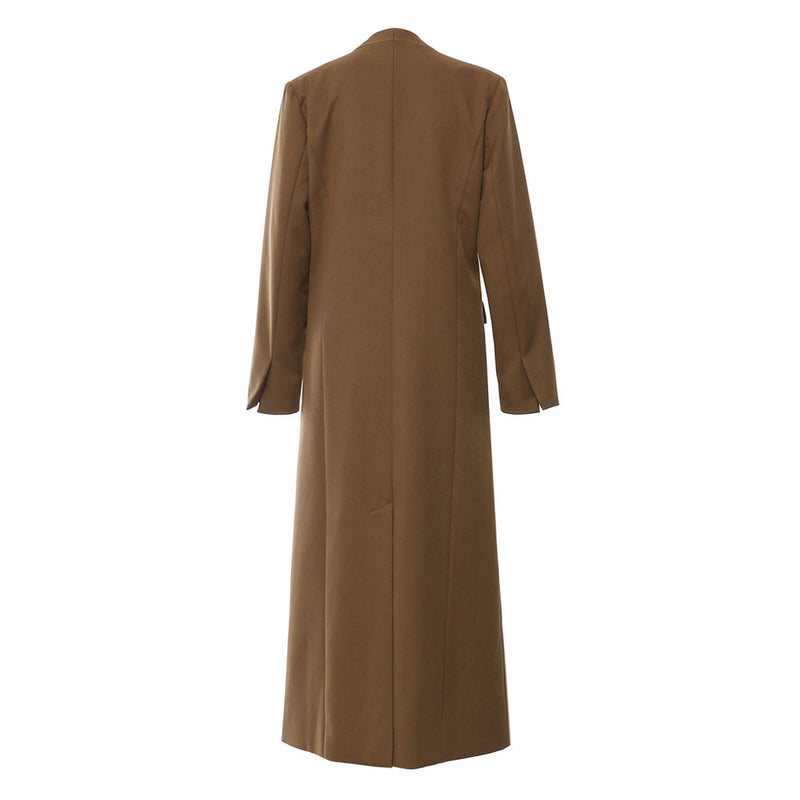 Luxurious Structured Long Sleeve Whipstitch One Button Long Wrap Coat