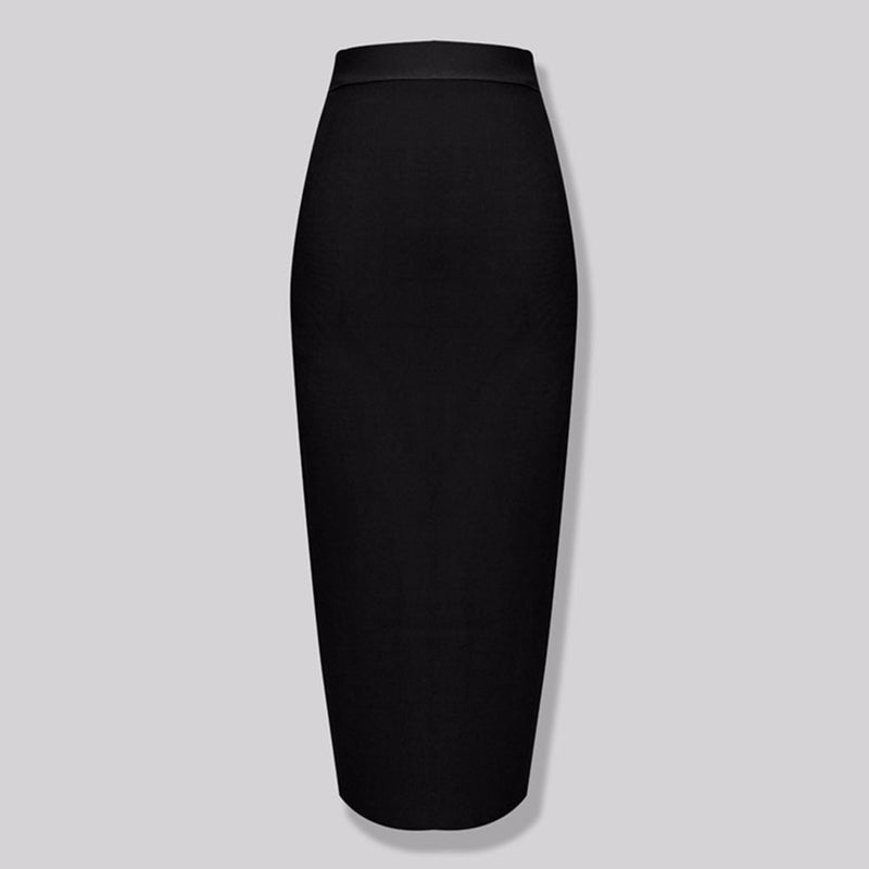 Minimalist Solid High Waist Back Slit Bodycon Bandage Midi Pencil Skirt