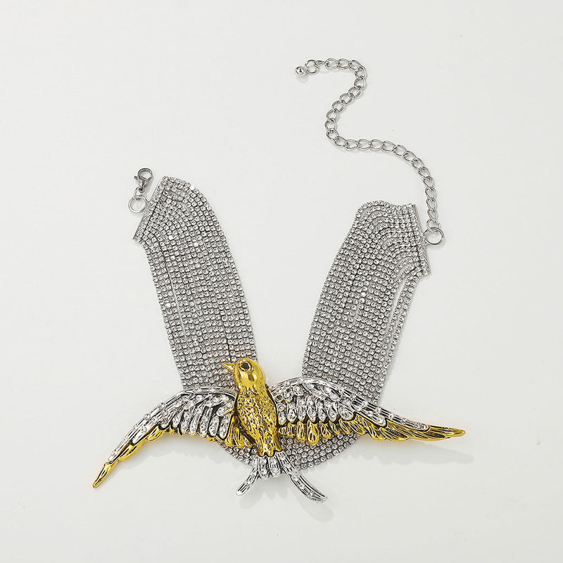 Opulent Crystal Exaggerated Bird Layered Tennis Choker Necklace