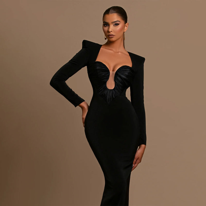 Sexy Ruched Sweetheart Neck Strong Shoulder Mermaid Evening Maxi Dress