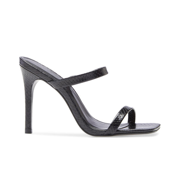 Sexy Snake Open Square Toe Double Strap Vegan Leather Stiletto Mules