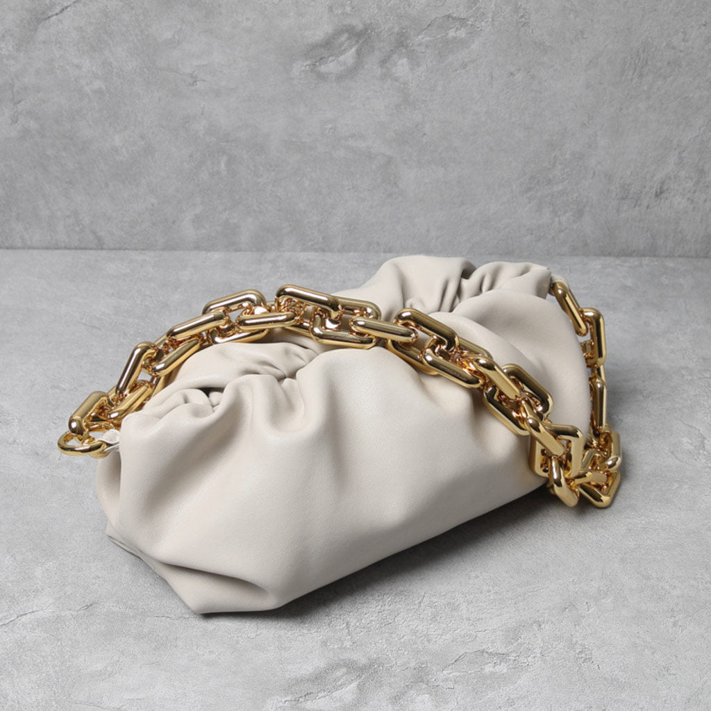 The Pouch small gathered intrecciato leather clutch