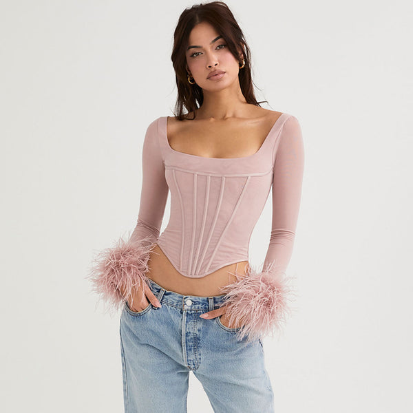 Vivid Trim Long-Sleeved Crop Top - OBSOLETES DO NOT TOUCH 1AAWST
