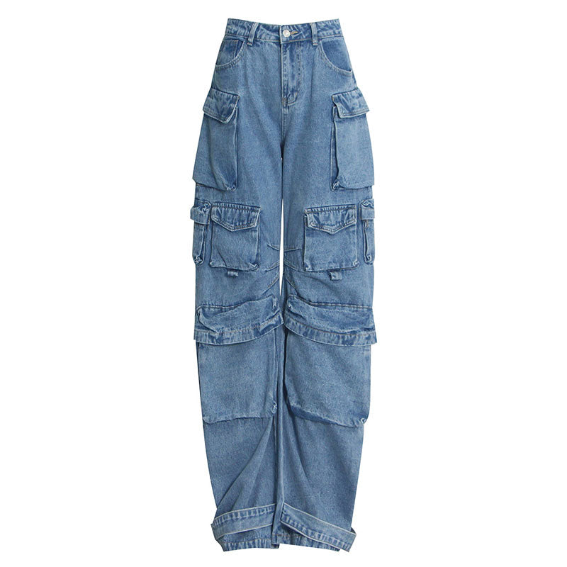 Splice Pocket High Waist Cargo Jeans  Cargo pants outfit, Pants for women,  Women denim jeans