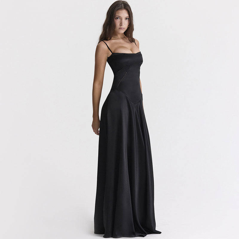 Opulent Satin Cowl Neck Cinched Back Crop Corset High Waist Maxi Skirt –  Luxedress