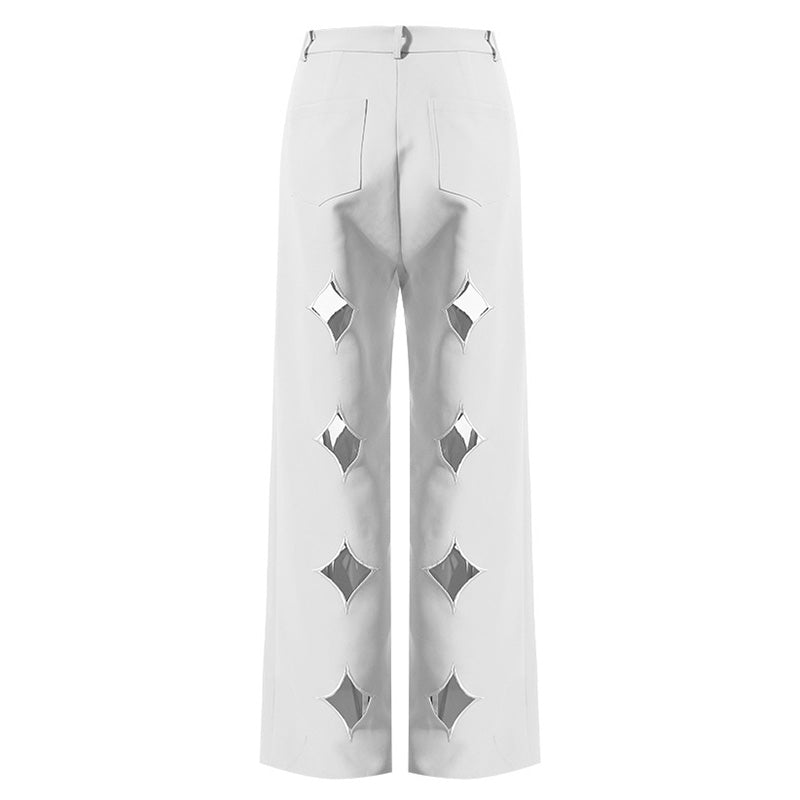 Sassy Four Point Star Cut Out Mid Waist Straight Leg Pants – Luxedress