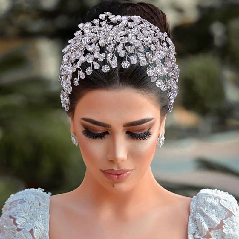CZ Crystal Enchantment Floral Wedding Headband