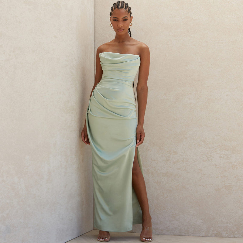 Spaghetti Straps A-line Sage Green Long Formal Prom Dress TP1138 – Tirdress