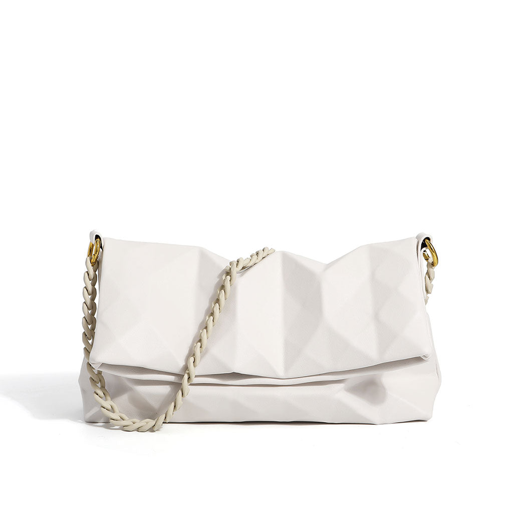 Embossed Chain-linked Shoulder Bag